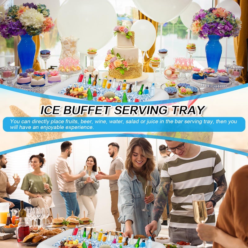 Leitee Inflatable Serving Bar with Drain Plug 52 x 24 x 5'' Inflatable Ice Serving Buffet Bar for Party Food Cooler Buffet Drink(White,Basic Style) - Image 5