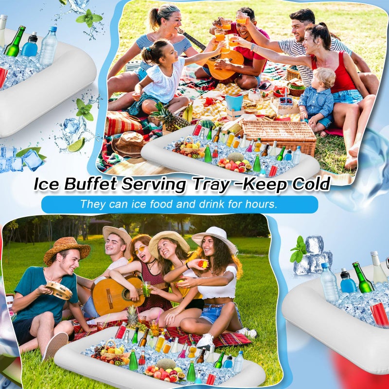 Leitee Inflatable Serving Bar with Drain Plug 52 x 24 x 5'' Inflatable Ice Serving Buffet Bar for Party Food Cooler Buffet Drink(White,Basic Style) - Image 3