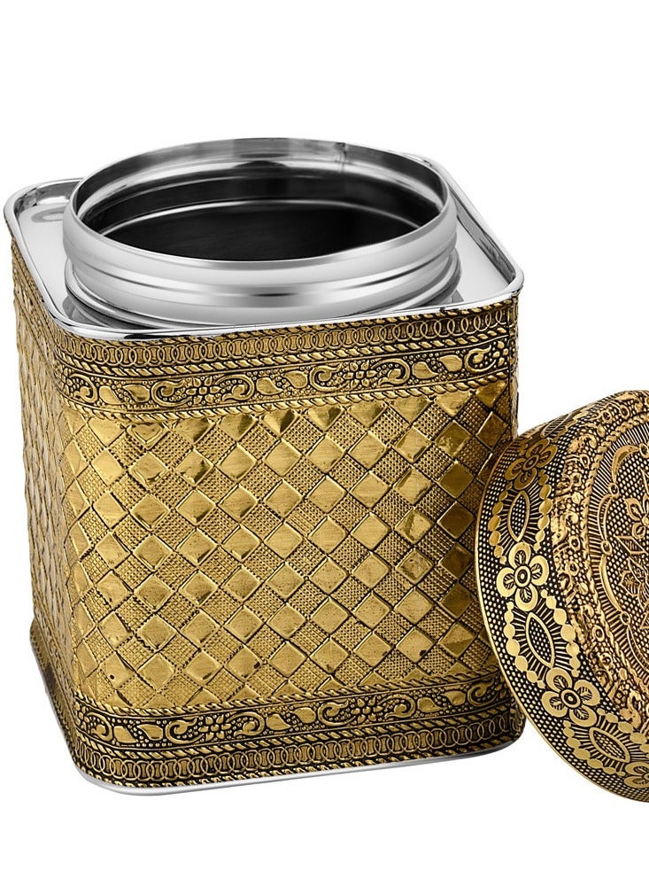 AL SANIDI Indian Stainless steel Spices storage, Tea, coffee and sugar storage for trips, Gold, 1 - Image 4