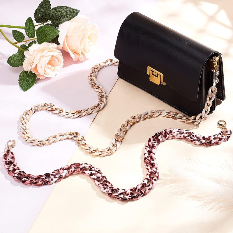 comfrt 2 Sizes Acryclic Purse Chain Strap, Flat Chain Strap Replacement DIY Chunky Resin Shoulder Bag Strap Crossbody Chain Straps with Metal Buckles(23.6 Inch, 39.6 Inch) - Image 5
