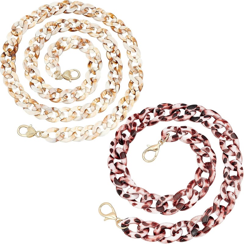 comfrt 2 Sizes Acryclic Purse Chain Strap, Flat Chain Strap Replacement DIY Chunky Resin Shoulder Bag Strap Crossbody Chain Straps with Metal Buckles(23.6 Inch, 39.6 Inch) - Image 1