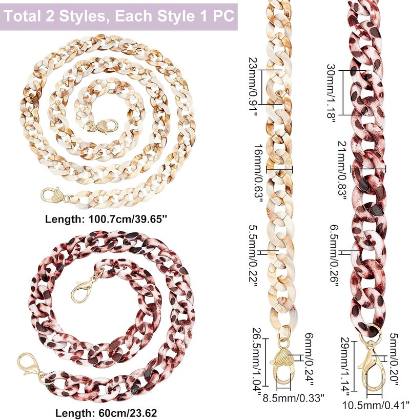 comfrt 2 Sizes Acryclic Purse Chain Strap, Flat Chain Strap Replacement DIY Chunky Resin Shoulder Bag Strap Crossbody Chain Straps with Metal Buckles(23.6 Inch, 39.6 Inch) - Image 4