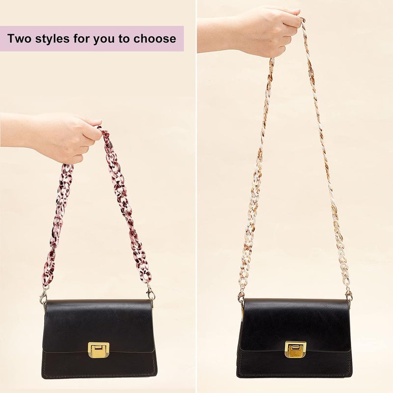 comfrt 2 Sizes Acryclic Purse Chain Strap, Flat Chain Strap Replacement DIY Chunky Resin Shoulder Bag Strap Crossbody Chain Straps with Metal Buckles(23.6 Inch, 39.6 Inch) - Image 2