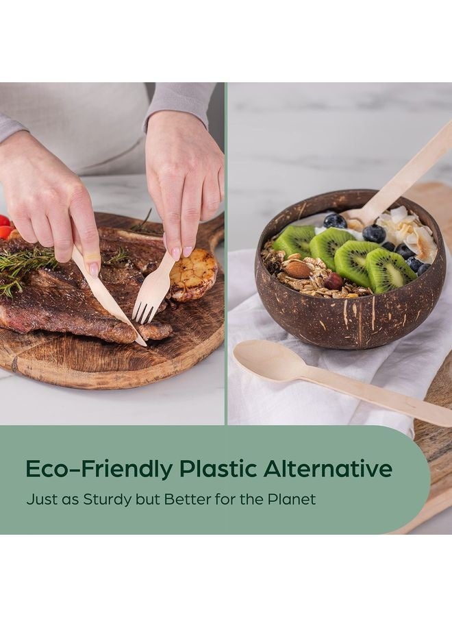 هومستر مجموعة أواني خشبية قابلة للسماد -360 قطعة (120 شوكة 120 ملعقة 120 سكين) أدوات المائدة الصلبة الخشبية القابلة للتخلص -أواني مناسبة للبيئة قابلة للتحلل الحيوي للحفلة -خالية من أدوات المائدة البلاستيكية مجموعة للأكل - Image 4