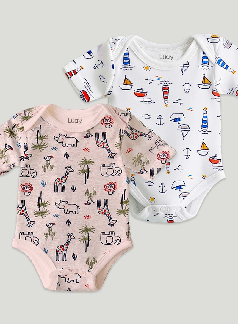 LUAY 100% Bamboo  Based Onesies | Sleepsuits| Night Suits|Jumpsuit | Wondersuit for Baby Boys & Baby Girls, New-Born, infants,Toddlers_ Including Vibrant Pattren & Colors Create festive look  - Image 1