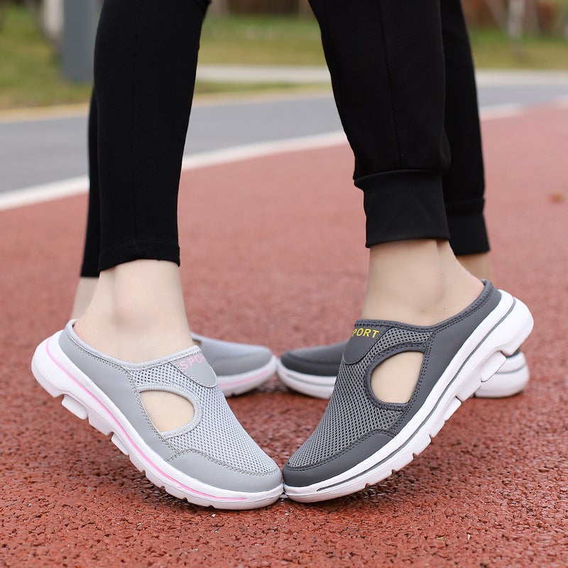 2024 Large Size Casual Shoes One Piece Drop Shipping Half Slippers Women'S Shoes Flats Men'S Slip-On Sandals Mesh Half Slippers - Image 2
