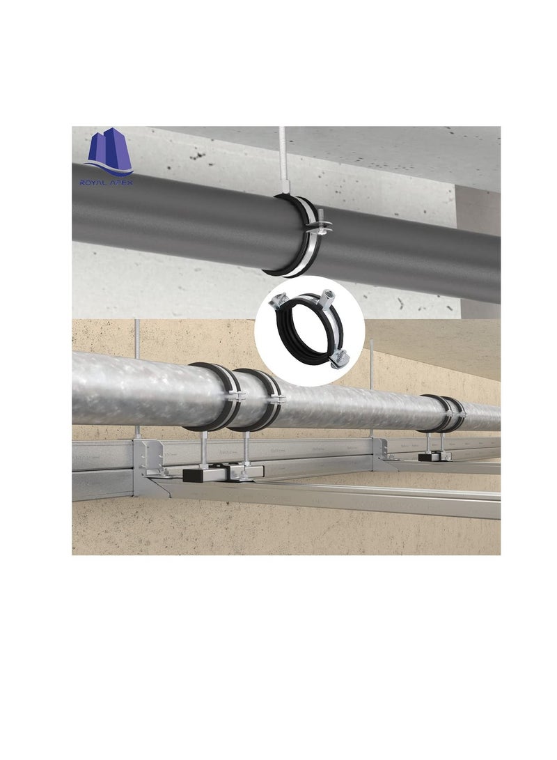 Heavy Duty Adjustable Two-screw Pipe Galvanized Iron (GI) Clamp with Rubber Lined or Unlined for Wall Ceiling Mount Pipe Supports, Split Ring Hanger (3/4 Inch, Pack of 5)  - Image 2