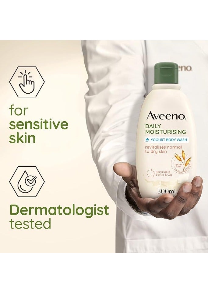 غسول الجسم اليومي المرطب بالزبادي من أفينو (1 × 300 مل)، غسول لطيف للجسم مع دقيق الشوفان الغروي المهدئ والزبادي اليوناني البروبيوتيك والمشمش والعسل - Image 3