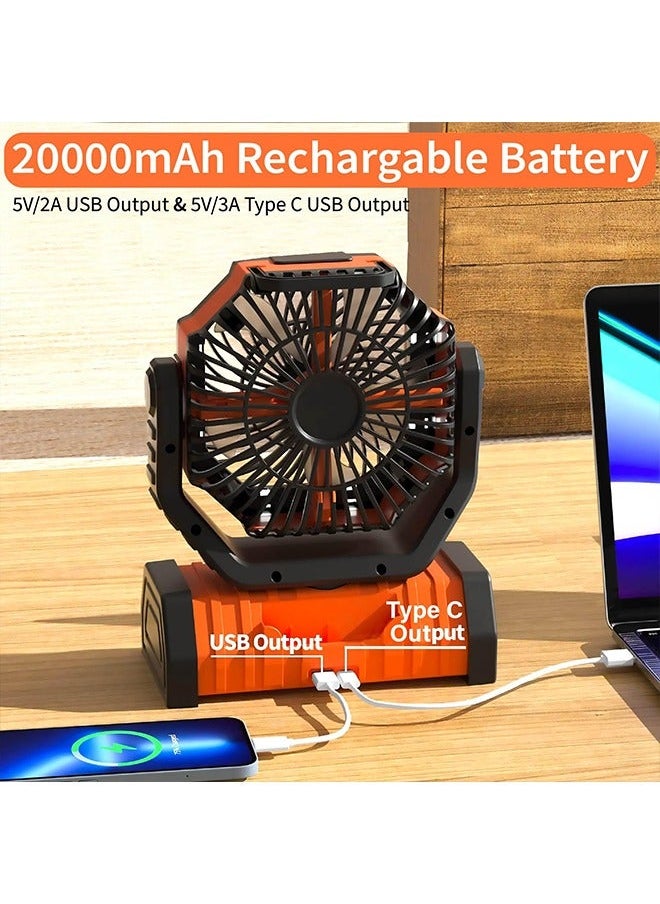 Generic Rechargeable Fan,Operated Camping Battery Powered Fan with Hook&Bright LED Light,Remote Control Timer Auto Oscillation Cordless Outdoor Fan for Power Outage,Picnic,Barbecue,Fishing,Travel,Jobsite,Home  - Image 5