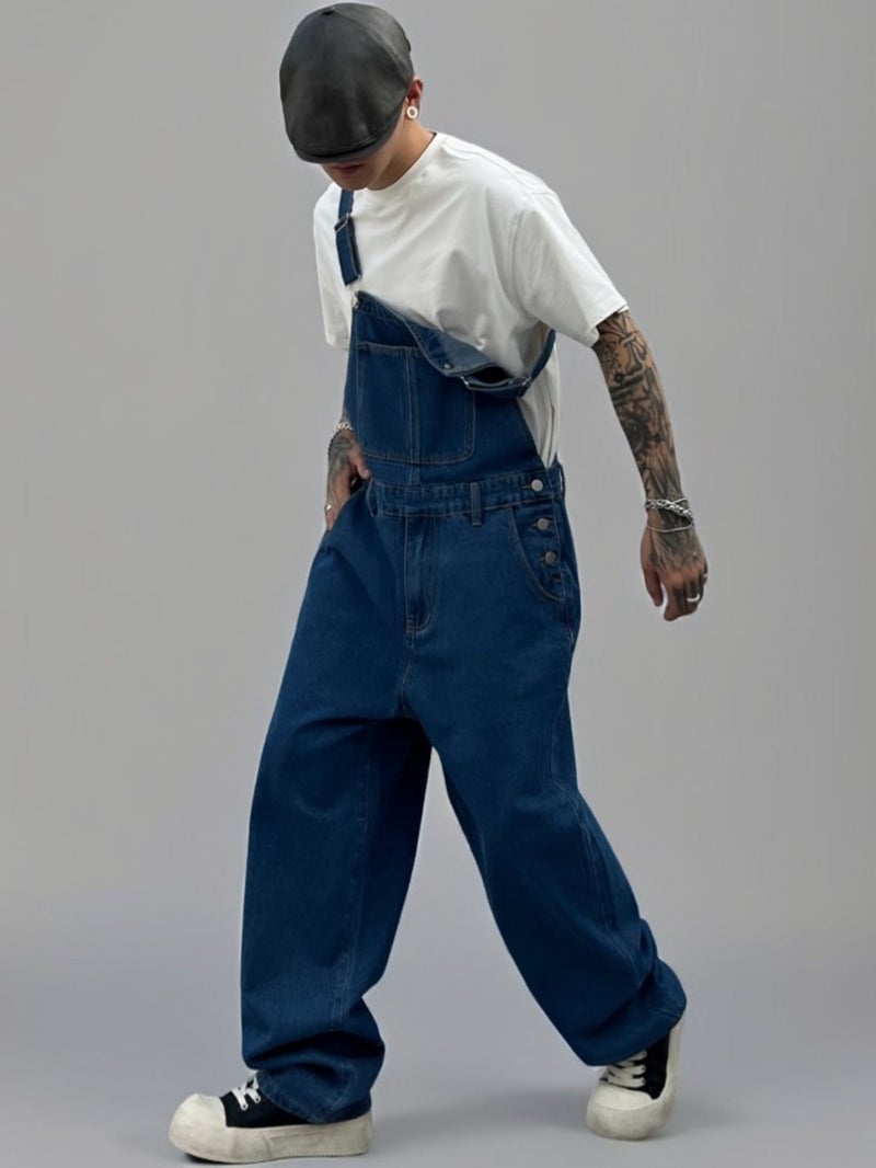 Men's Denim Pants, Blue Patchwork Long Pants, New Spring\u002FSummer Washed Comfortable Versatile Denim Trousers, Fashion Solid Color Straight Leg Loose American Overalls Workwear Denim - Image 5