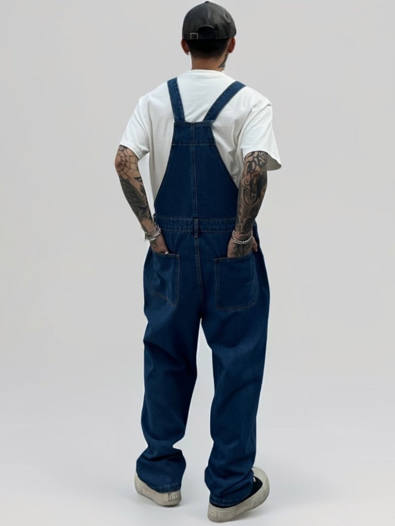 Men's Denim Pants, Blue Patchwork Long Pants, New Spring\u002FSummer Washed Comfortable Versatile Denim Trousers, Fashion Solid Color Straight Leg Loose American Overalls Workwear Denim - Image 4