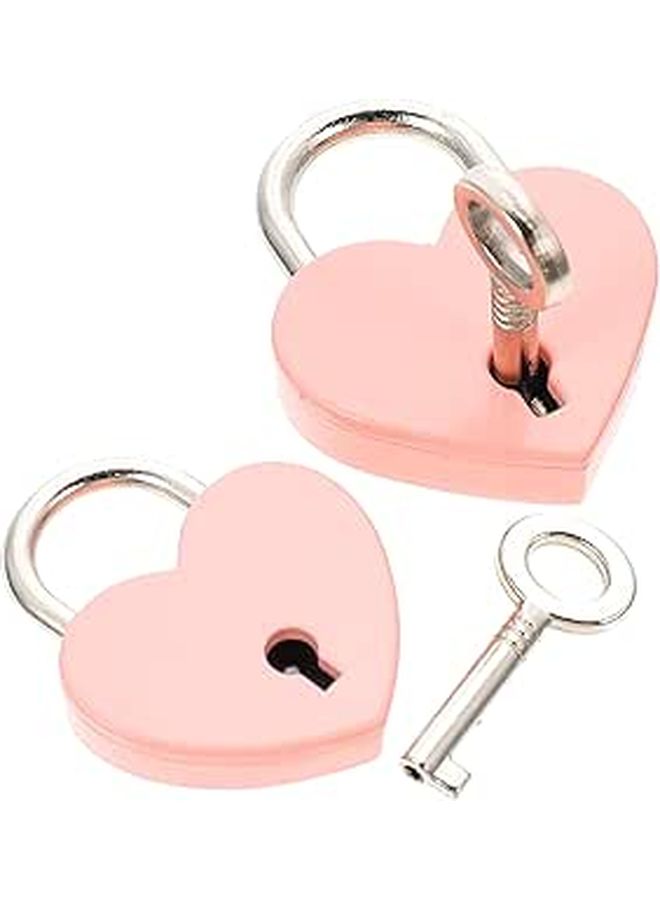 Heart Shaped Mini Padlocks With Keys 2pcs Set Small Large Luggage Lock for Suitcase Travel - Image 1