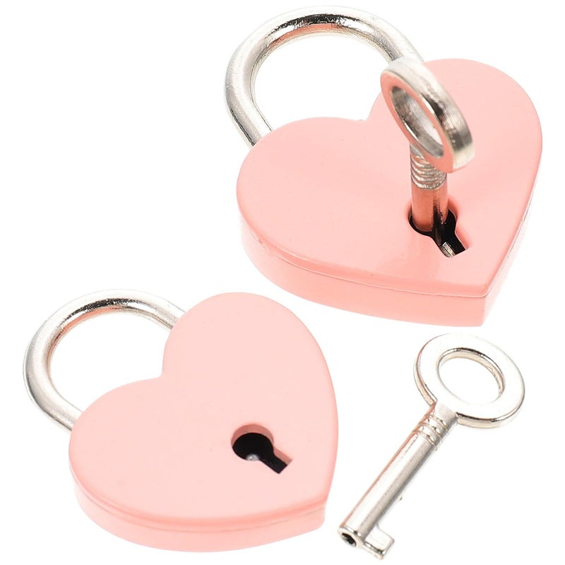 Heart Shaped Mini Padlocks With Keys 2pcs Set Small Large Luggage Lock for Suitcase Travel - Image 2