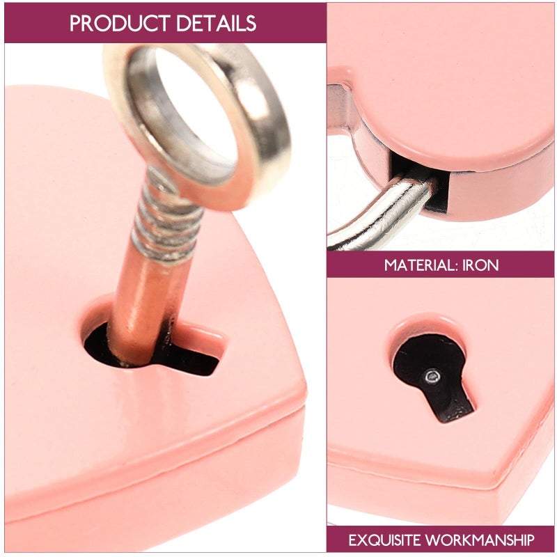 Heart Shaped Mini Padlocks With Keys 2pcs Set Small Large Luggage Lock for Suitcase Travel - Image 5