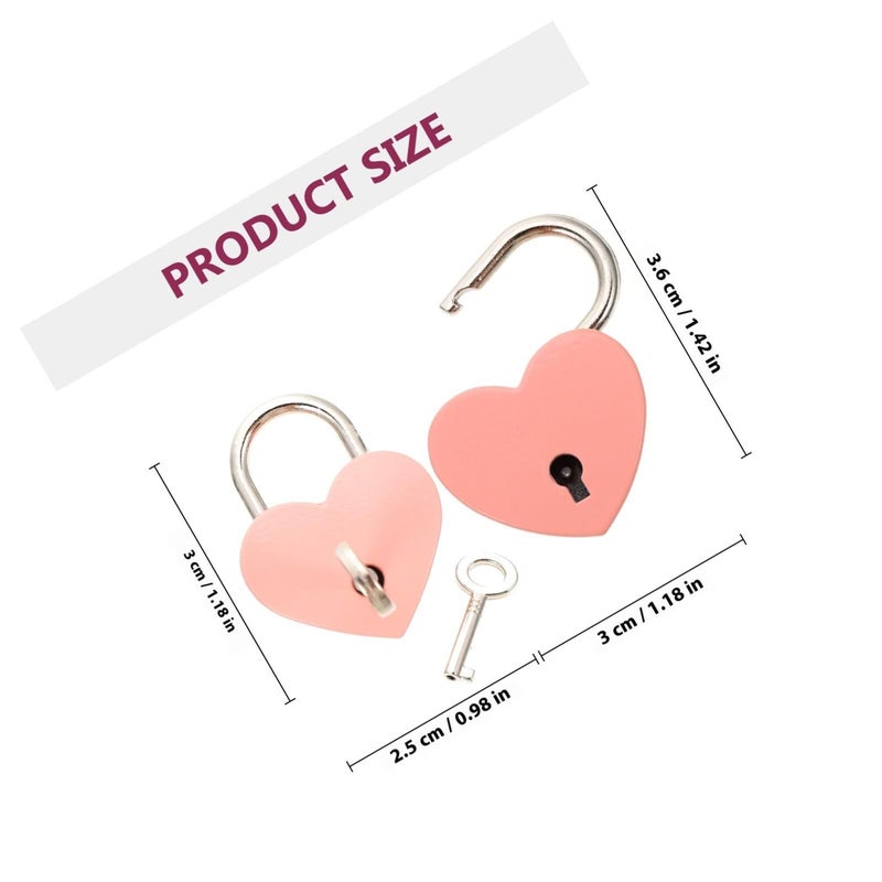 Heart Shaped Mini Padlocks With Keys 2pcs Set Small Large Luggage Lock for Suitcase Travel - Image 3