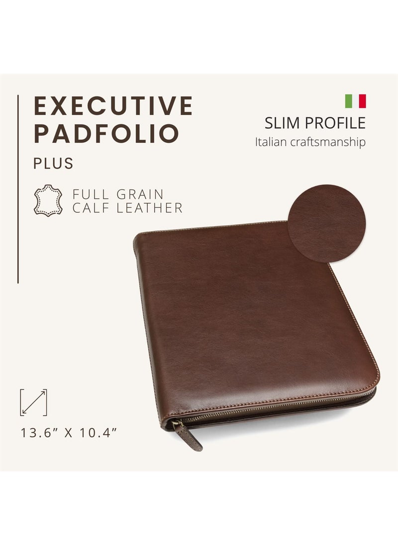 Maruse Premium Maruse Leather Portfolio Padfolio - Executive Folio for Men and Women with Zipper, Folio Document Organizer, Laptop Sleeve, iPad Case and Folder - Made in Italy, Black  - Image 2