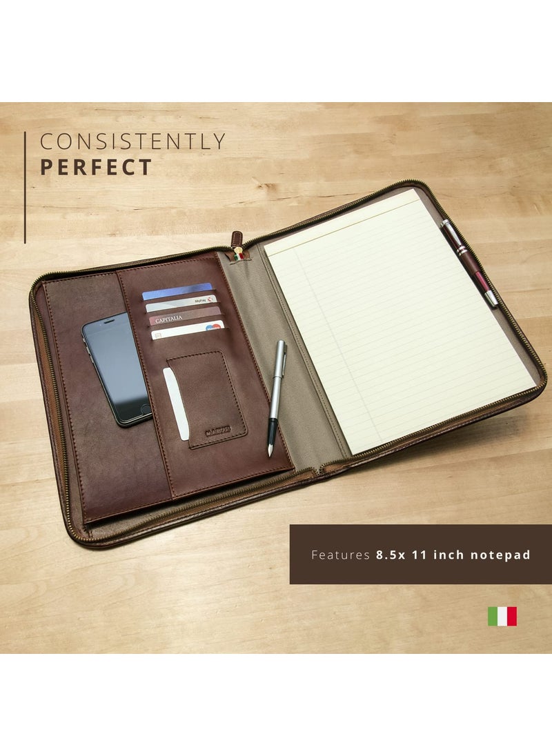 Maruse Premium Maruse Leather Portfolio Padfolio - Executive Folio for Men and Women with Zipper, Folio Document Organizer, Laptop Sleeve, iPad Case and Folder - Made in Italy, Black  - Image 5