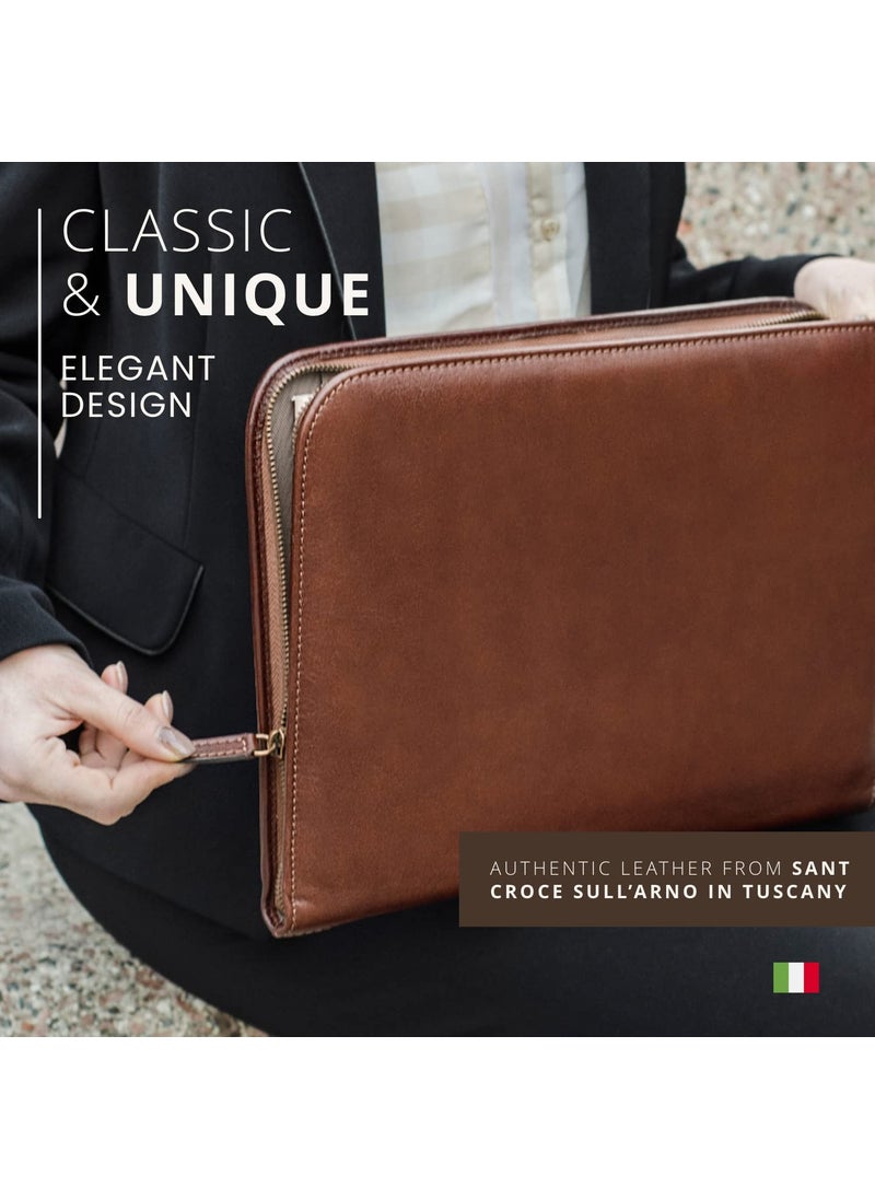 Maruse Premium Maruse Leather Portfolio Padfolio - Executive Folio for Men and Women with Zipper, Folio Document Organizer, Laptop Sleeve, iPad Case and Folder - Made in Italy, Black  - Image 4