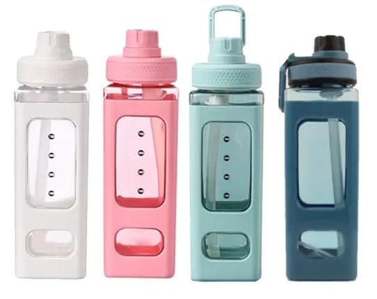 TU4 Enterprise® Large Kawaii Water Bottle With Straw And 3D Stickers Cute Aesthetic Bottle Kawaii Milk Bottle Tea Cup Juice Shaker Portable Silicone water bottles 700ml(Pack of 1) (Blue) - Image 4