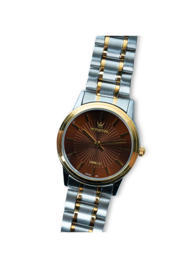 IMPERIAL Men's 2 Tone Silver & Rose Gold Stainless Steel Watch, Brown Dial, Y121 Movement, Butterfly Clasp, 3ATM Watch for Men | IMP.GD6638L4469 - Image 3