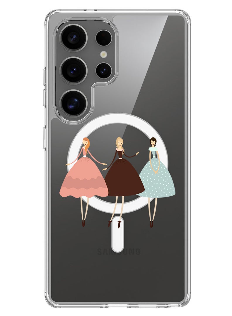 Theodor Magnetic Case for Samsung Galaxy S25 Ultra 6.9-inch Compatible with MagSafe Wireless Charging, Shockproof Phone Bumper Cover Pretty Girls Illustration - Image 1