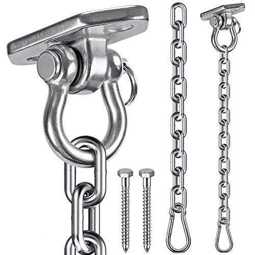 WAREMAID Hanging Kits Hammock Swing Chair Hardware, Heavy Duty Swing Hanger with Chain, Indoor Outdoor Playground Hanging Hammock Boxing Punching Bags Hook, 2 Screws, 1000 LB Capacity, 33.3" Chain - Image 1