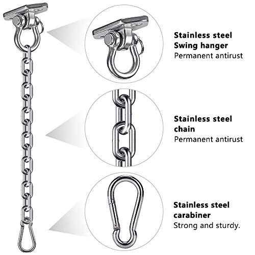WAREMAID Hanging Kits Hammock Swing Chair Hardware, Heavy Duty Swing Hanger with Chain, Indoor Outdoor Playground Hanging Hammock Boxing Punching Bags Hook, 2 Screws, 1000 LB Capacity, 33.3" Chain - Image 2