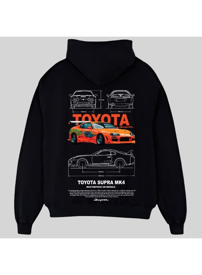 Khamsify Men's Premium Supra MK4 Edition Graphic Hoodie - Iconic Japanese Sports Car Inspired Pullover for Automotive Enthusiasts - Image 3