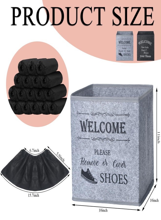 Yiyiring 2 Shoe Cover Box Dispenser with 200 Pcs Disposable Shoe Covers, Please Cover or Remove Your Shoes and Used Covers, Indoor Foldable Storage Bin for Open House Supplies Real Estate Agent Supplies(Black) - Image 2