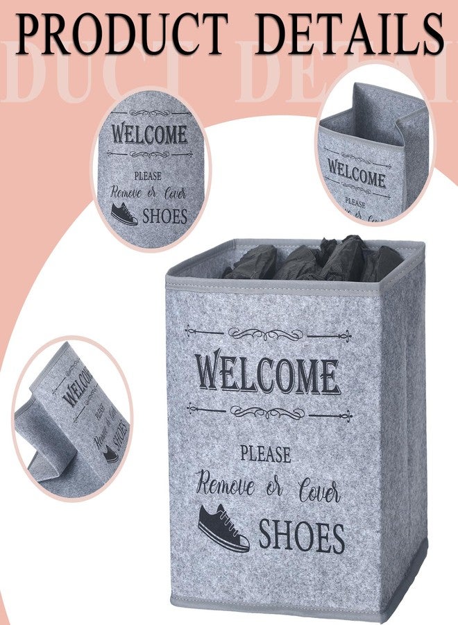 Yiyiring 2 Shoe Cover Box Dispenser with 200 Pcs Disposable Shoe Covers, Please Cover or Remove Your Shoes and Used Covers, Indoor Foldable Storage Bin for Open House Supplies Real Estate Agent Supplies(Black) - Image 3