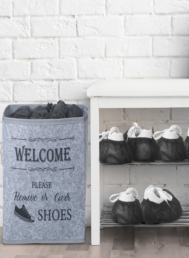 Yiyiring 2 Shoe Cover Box Dispenser with 200 Pcs Disposable Shoe Covers, Please Cover or Remove Your Shoes and Used Covers, Indoor Foldable Storage Bin for Open House Supplies Real Estate Agent Supplies(Black) - Image 4