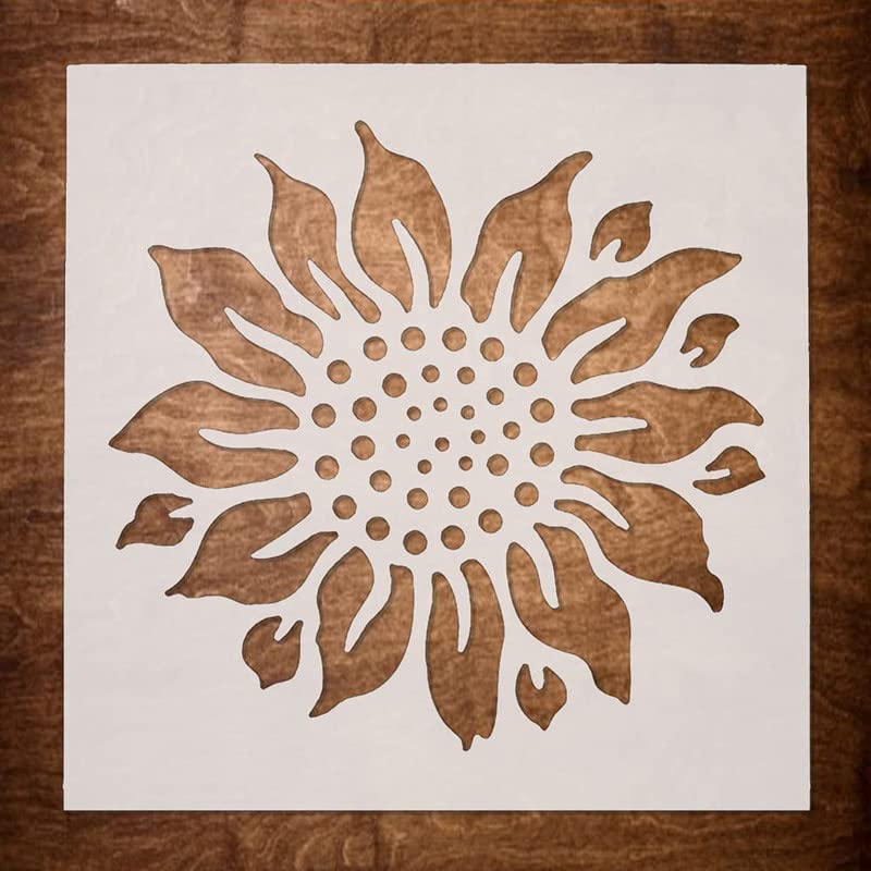 CLITHS Wooden Sun Flower Stencil for Painting on Canvas, Paper, Fabric, Walls and Furniture - Flower Stencil - Image 1