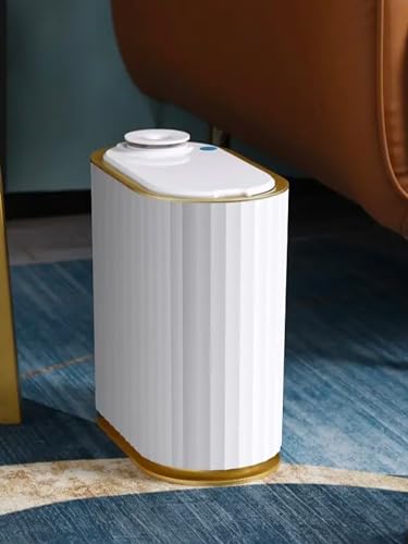 UMAI 4L Steel Dustbin with Lid For Kitchen, Bathroom, Office | 19cm Automatic Smart Sensor | Hands Free Access | Garbage Bin - White - Image 1