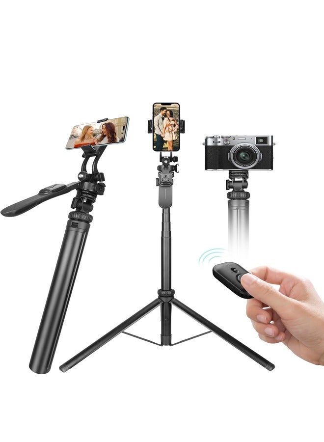 PADOM Padom 80" Phone Tripod, Tripod for iPhone & Selfie Stick Tripod Stand with Remote,Extendable All-in-1 360° Rotating Portable Travel Phone Tripod Stand for iPhone, Cell Phone, Android, Camera,GoPro  - Image 1