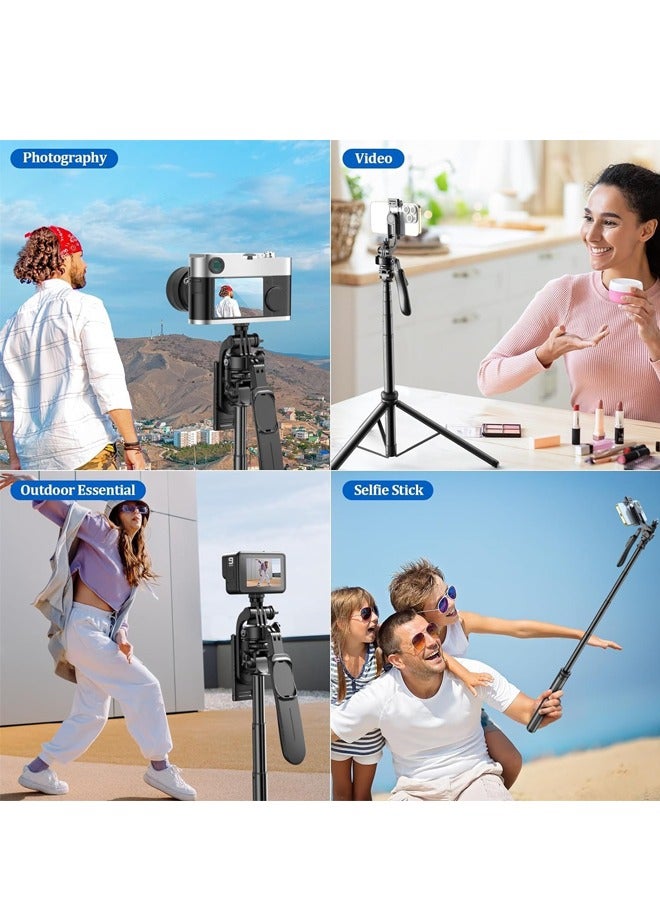PADOM Padom 80" Phone Tripod, Tripod for iPhone & Selfie Stick Tripod Stand with Remote,Extendable All-in-1 360° Rotating Portable Travel Phone Tripod Stand for iPhone, Cell Phone, Android, Camera,GoPro  - Image 5