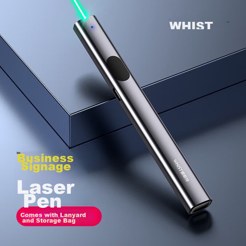 JD Jing Zao Whist Laser Pointer, Green Light Conference Pointer, Sales Office Pointer, USB Rechargeable High-Power Long-Range Laser Light, Bright Infrared Laser Pen, Outdoor Coach-Specific A5 Gray And Black - Image 1