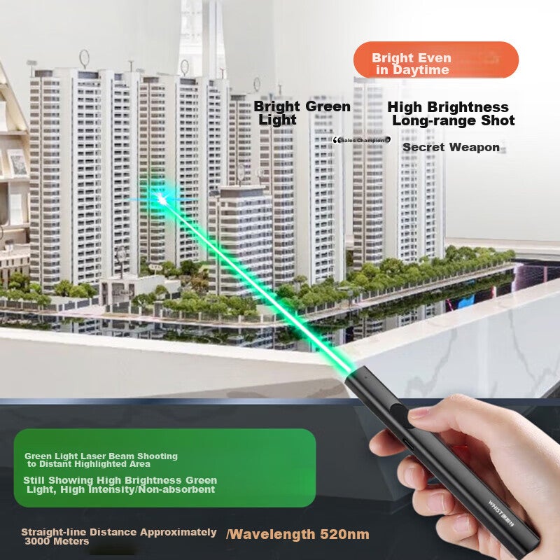 JD Jing Zao Whist Laser Pointer, Green Light Conference Pointer, Sales Office Pointer, USB Rechargeable High-Power Long-Range Laser Light, Bright Infrared Laser Pen, Outdoor Coach-Specific A5 Gray And Black - Image 4
