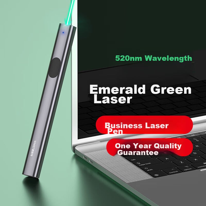 JD Jing Zao Whist Laser Pointer, Green Light Conference Pointer, Sales Office Pointer, USB Rechargeable High-Power Long-Range Laser Light, Bright Infrared Laser Pen, Outdoor Coach-Specific A5 Gray And Black - Image 2