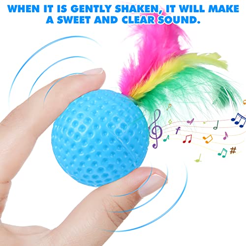 balacoo Cat Feather Ball Toys Interactive Golf Balls Assorted Kitten Squeaky Chasing Toy Pack of 24 (Random Color) - Image 5