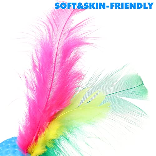 balacoo Cat Feather Ball Toys Interactive Golf Balls Assorted Kitten Squeaky Chasing Toy Pack of 24 (Random Color) - Image 3