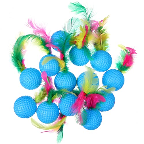 balacoo Cat Feather Ball Toys Interactive Golf Balls Assorted Kitten Squeaky Chasing Toy Pack of 24 (Random Color) - Image 4