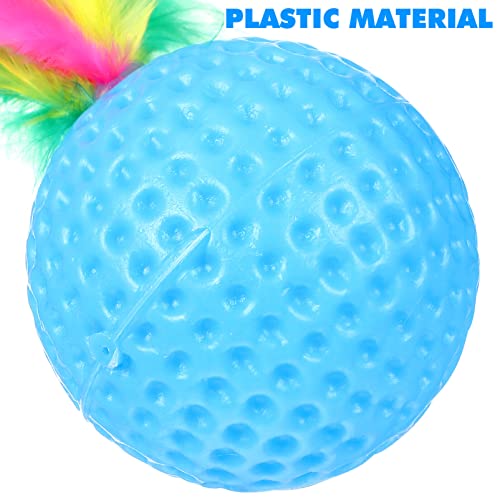 balacoo Cat Feather Ball Toys Interactive Golf Balls Assorted Kitten Squeaky Chasing Toy Pack of 24 (Random Color) - Image 2