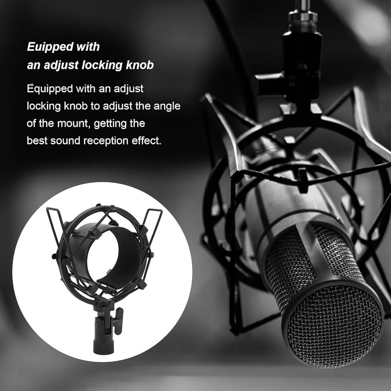 Ashata Anti-Vibration Microphone Shock Mount for Studio Mics, Soft Pad Aluminum Alloy Mount 55-65mm Diameter - Image 3