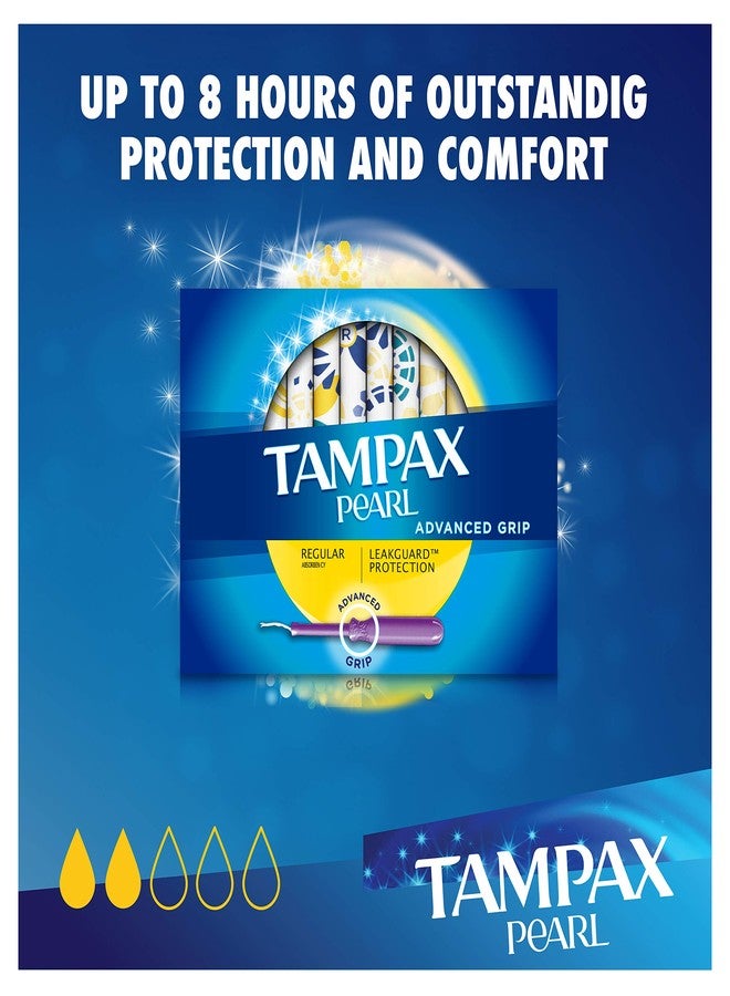 TAMPAX Pearl Advanced Grip Plastic Tampons Regular Unscented, 96 Count - Image 3