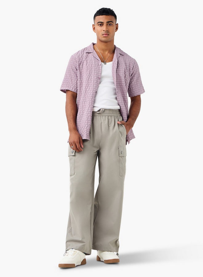 Splash FAV Regular Fit Dobby Textured Shirt with Camp Collar and Short Sleeves - Image 2