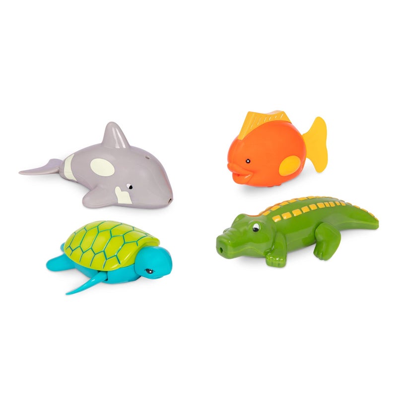 Battat â€“ Paddling Bath Toys â€“ 4 â€“ Pack Tub Animals â€“ Water & Beach â€“ 2+ Years â€“ Wind â€“ Up Tubbies â€“ Turtle, Fish, Crocodile, Whale - Image 1