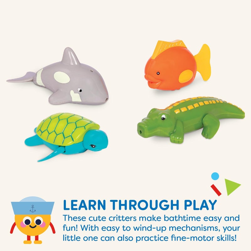 Battat â€“ Paddling Bath Toys â€“ 4 â€“ Pack Tub Animals â€“ Water & Beach â€“ 2+ Years â€“ Wind â€“ Up Tubbies â€“ Turtle, Fish, Crocodile, Whale - Image 3