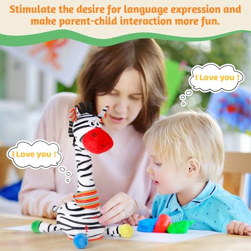 LLUKEME Dancing Talking Zebra Toy Stuffed Animal Baby Toy Repeating What You Say Easter Toys for Kids Glowing Musical Electronic Zebra with Striped Plush Gifts for Toddlers 13 Years Old - Image 5