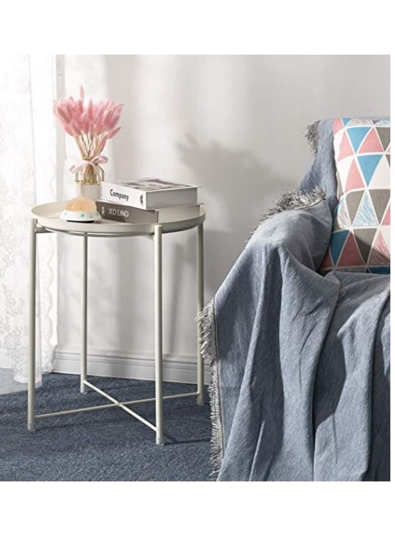 PENG GENERAL Removable and Foldable Round Side Table White - Image 4