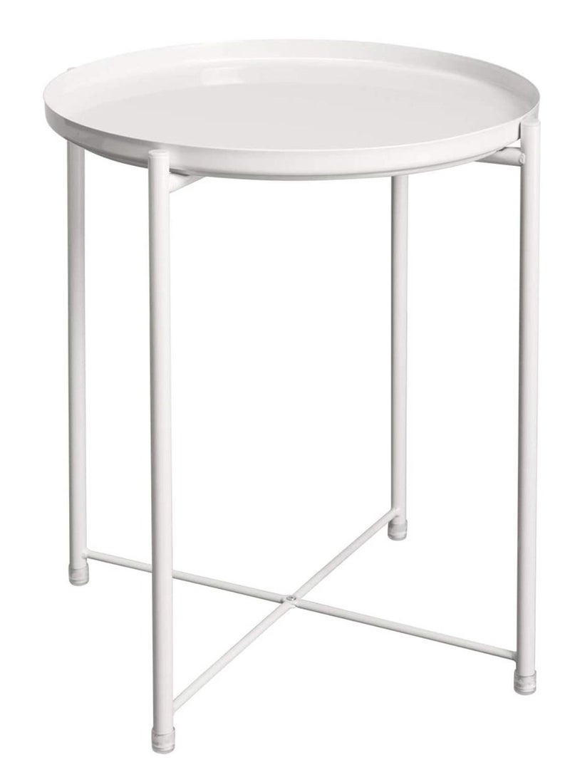 PENG GENERAL Removable and Foldable Round Side Table White - Image 1